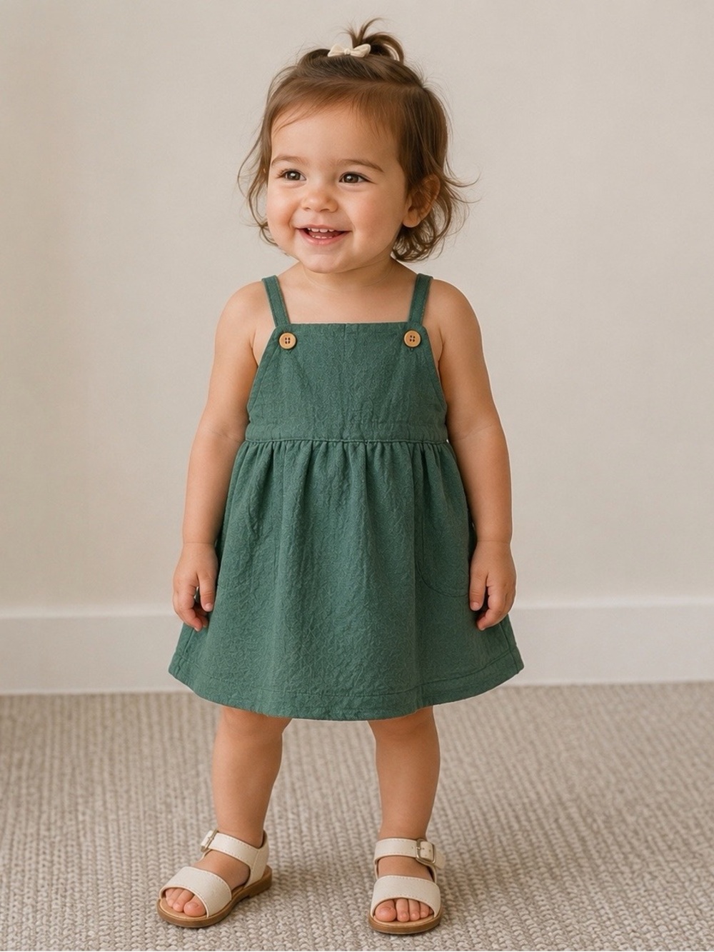New Zara Kids Green Quilted Pinafore Dress Size 2/3Y